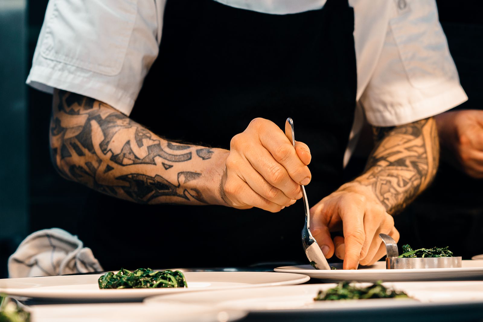 Chef preparing food in a professional kitchen